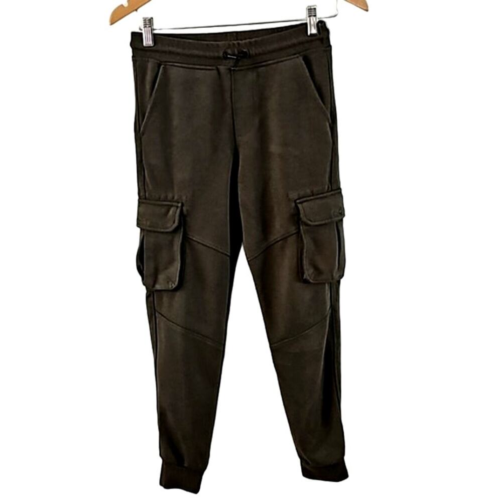 xcellent Sonoma Boys Olive Green Cargo Sweatpants Size Medium 10/12 Cotton Blend